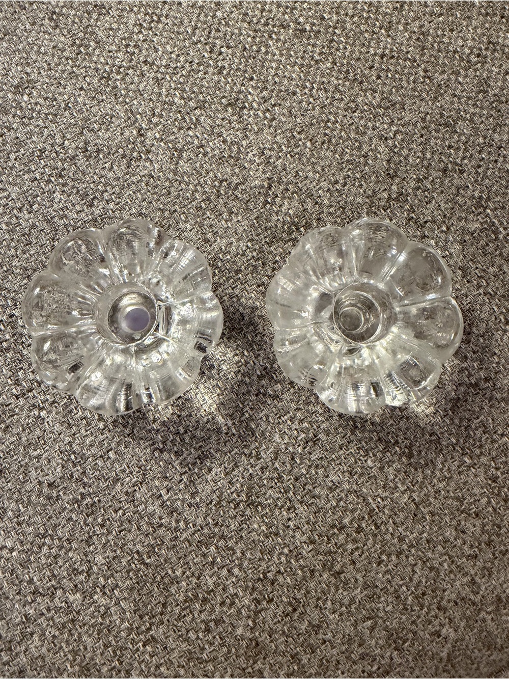 Vintage KIG INDONESIA Crystal Clear Glass Candle Holder Set of 2